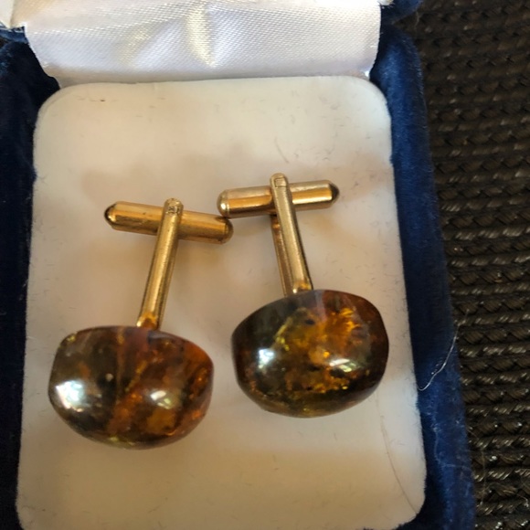 Vintage Unisex Mexican Quartz & Gold Cufflinks - Picture 4 of 8